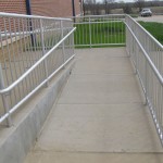 close up view of outdoor metal hand rail system