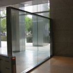 looking through glass divider with metal frame