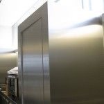 top view of stainless steel walls on kitchen fridges