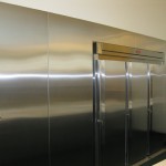 stainless steel fridge door and walls