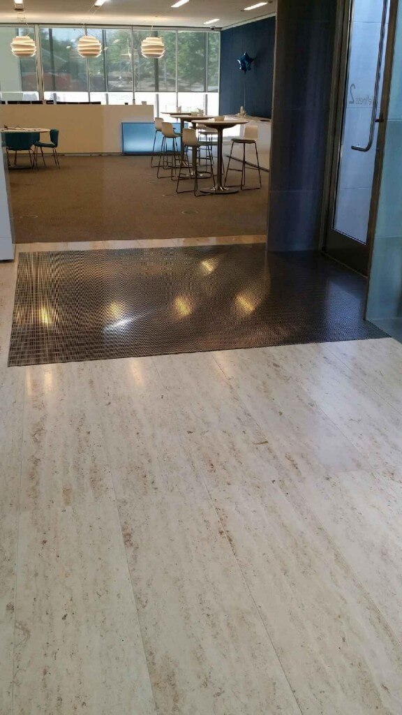 steel walk-off mats in lobby